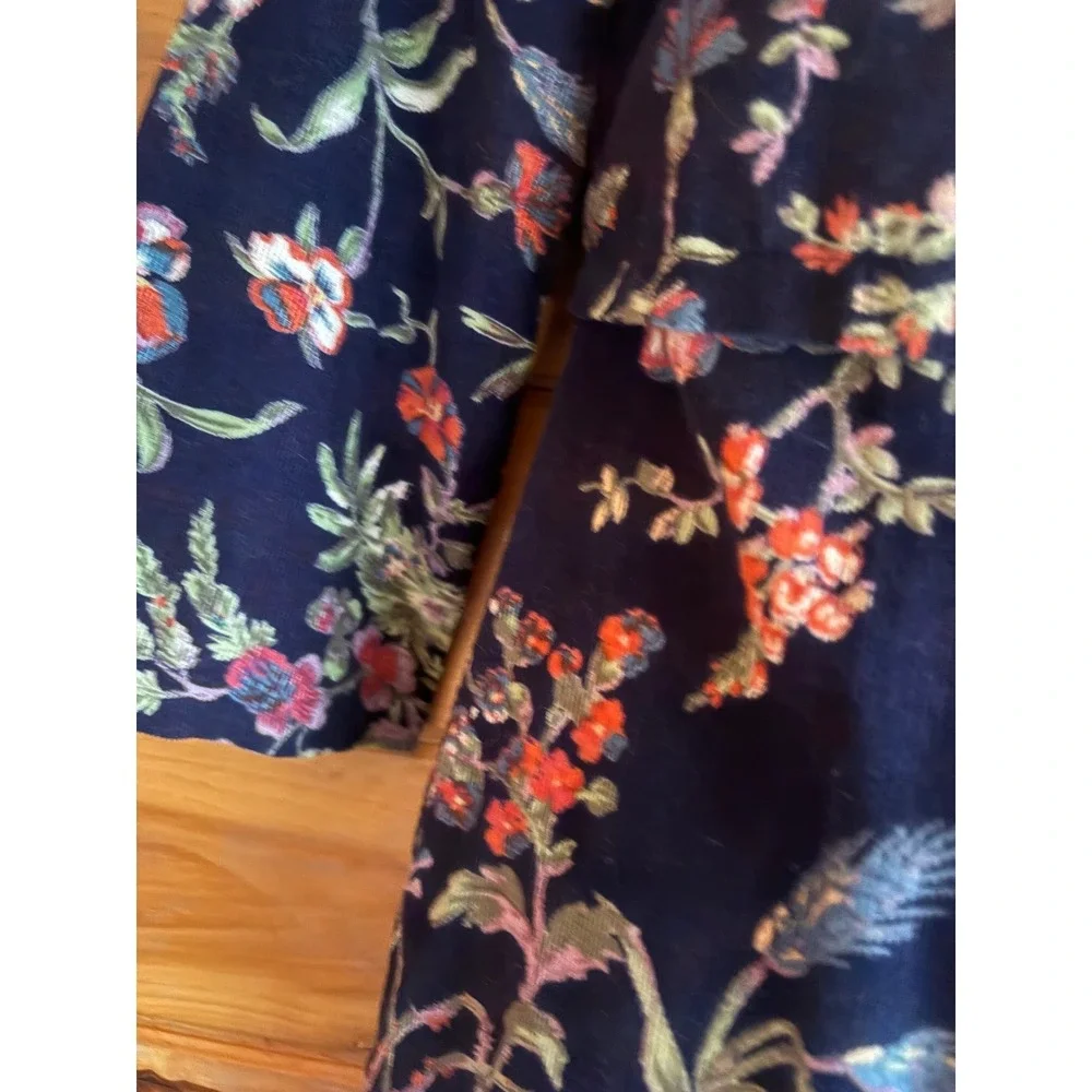 New April‎ Cornell Navy Floral Corduroy Dress XXS 3/4 Sleeve Prairie Farmhouse